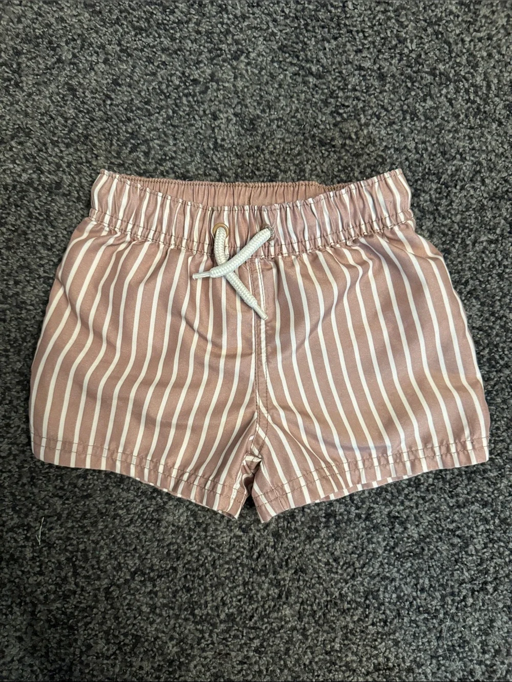 Carter's brown and White Striped Kids Swim Shorts
